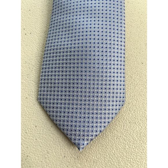 House of Cavani Blue Geometric Pattern Slim Tie with Pocket Square NWOT - Picture 2 of 6